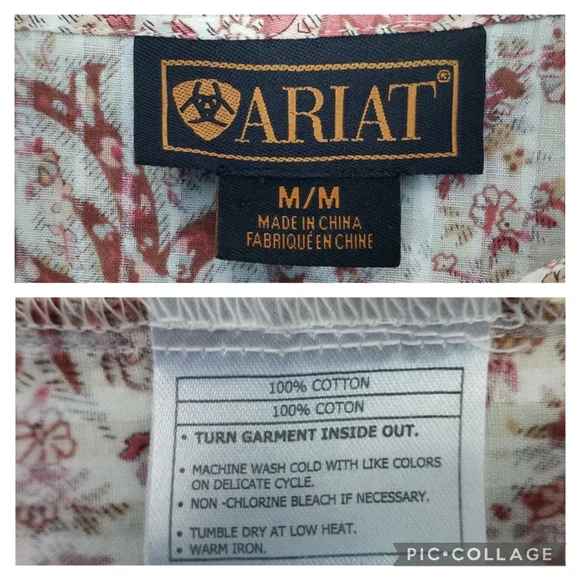 Ariat Soft Orange Paisley Print Long Sleeve Pearl Snap Western Shirt Womens M - Picture 12 of 16